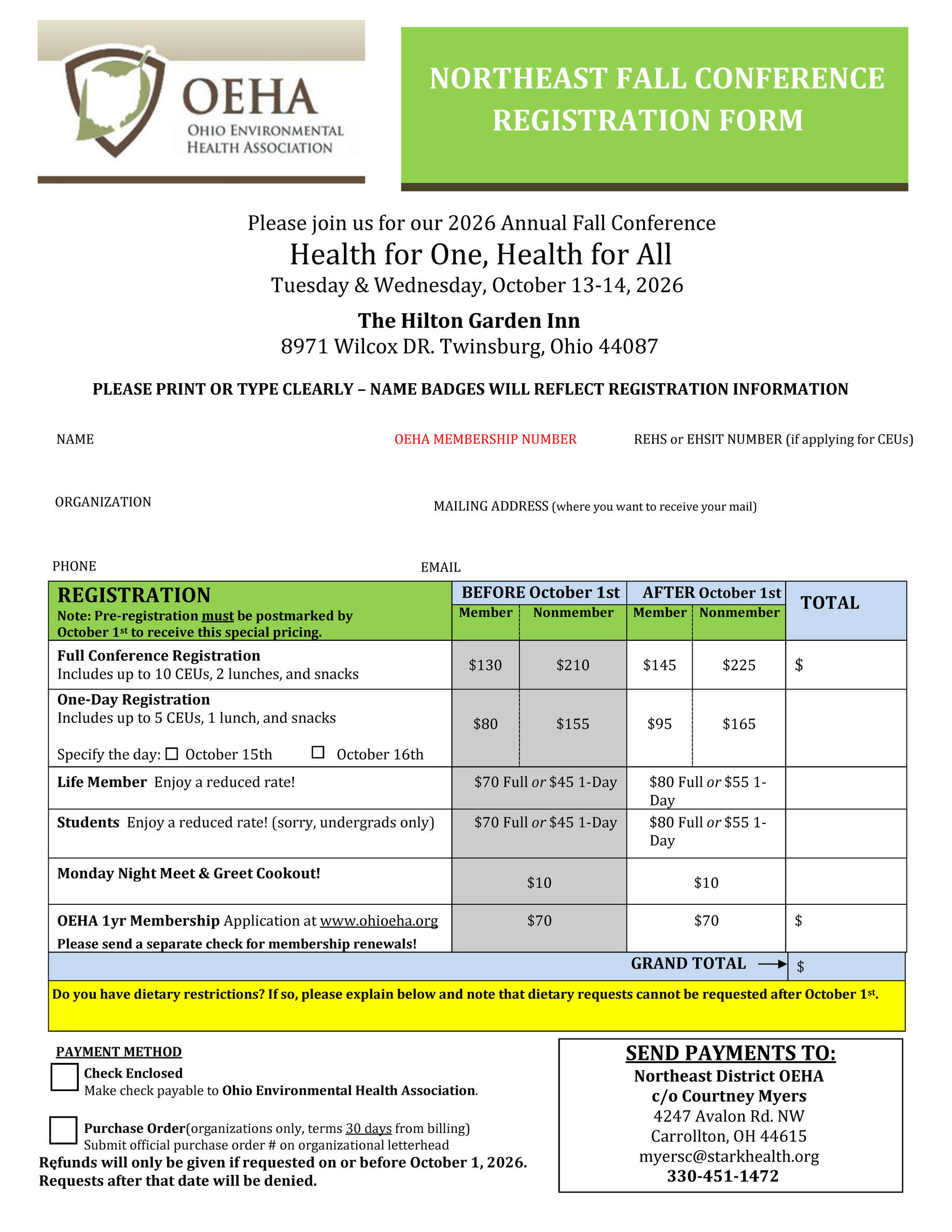 NE Fall Conference Registration 