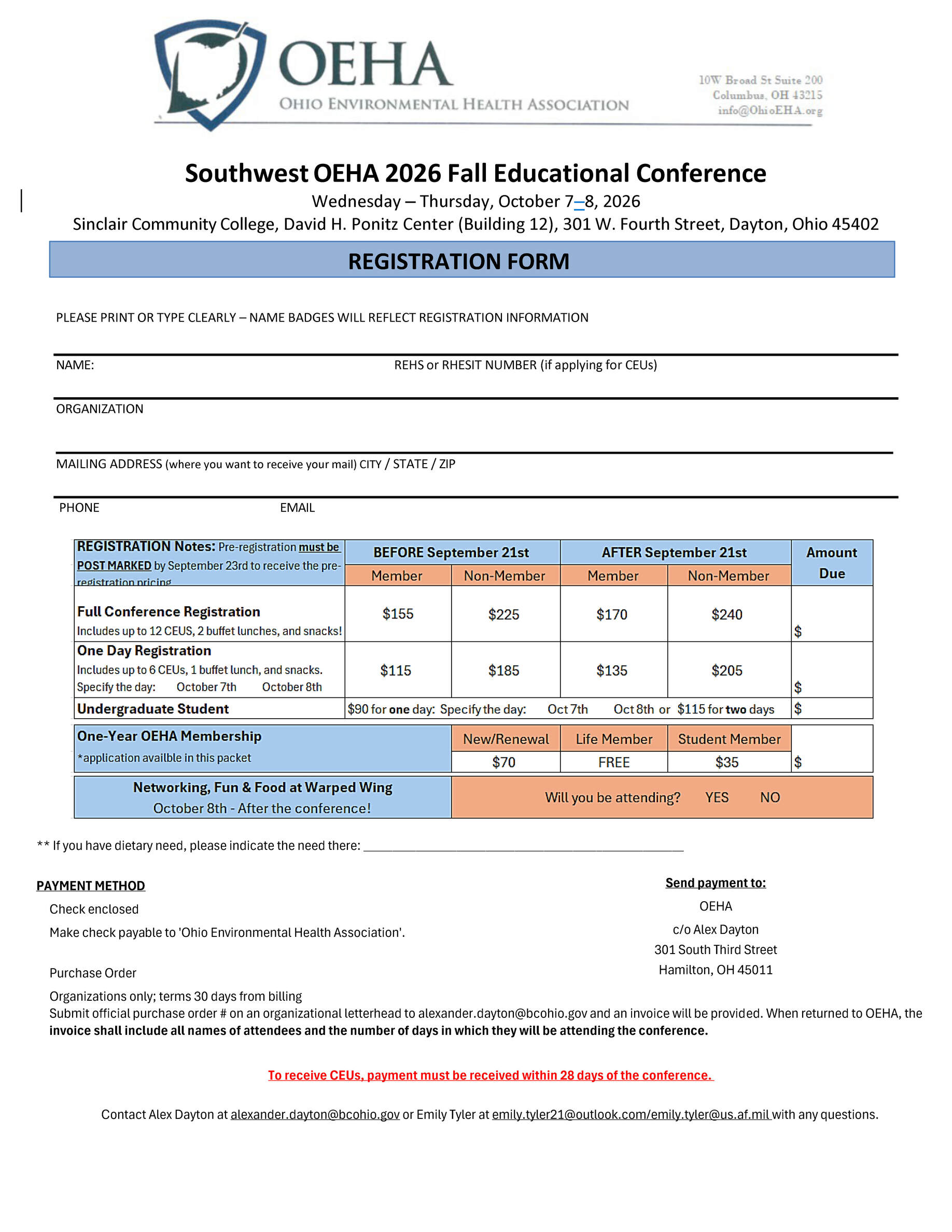 SW OEHA Registration